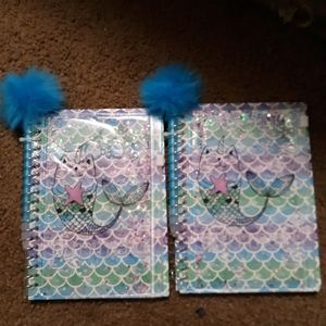 2 mermaid notebooks w/ pen